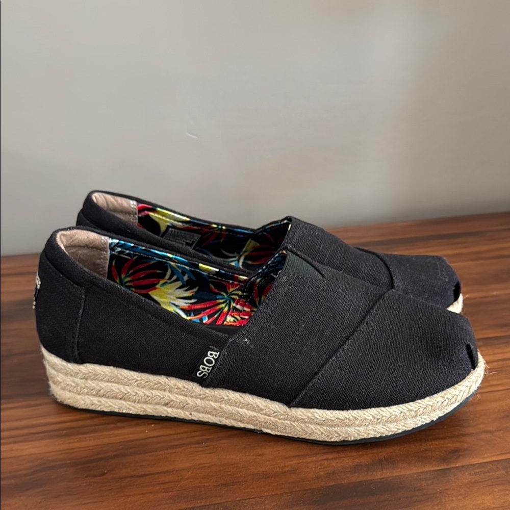 Women’s Black BOBS Espadrille Wedge Shoes size‎ 8.5w